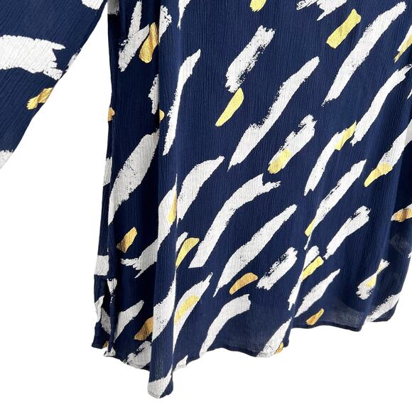 JM Collection Plus Size 2X Navy Blue Metallic Gold Lightweight Blouse Shirt Top - Picture 6 of 8